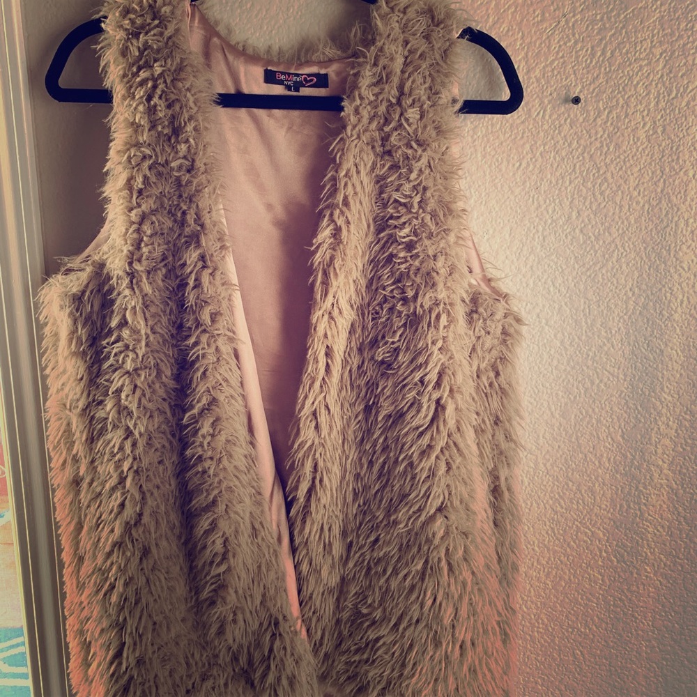 Tan furry vest
